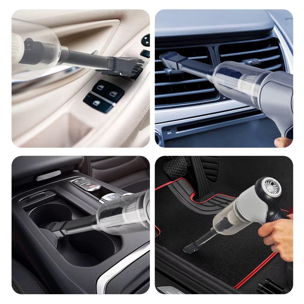 Complet & Accrocheur : Mini Aspirateur Souffleur Sans Fil 2-en-1 - Portable & Puissant pour Voiture & Clavier